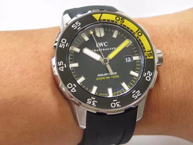 IWC Aquatimer 2000 Orange Black Wrist Shot