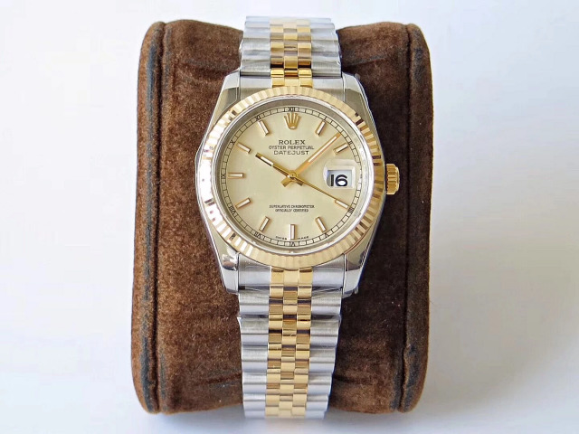 Replica Rolex Two Tone Datejust Silver White Dial